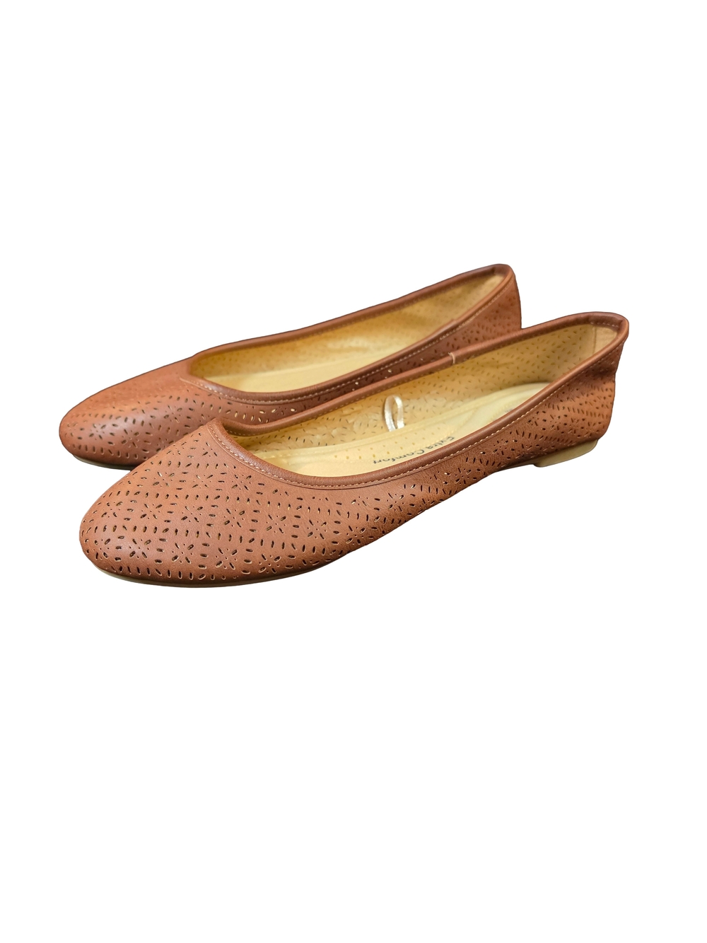 Falls Creek Abigail II Women's Flats Brown Laser Cut Ballet Shoes Size 8.5 Wide